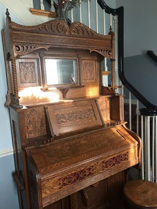 Antique Crown Pump Organ By Geo.  P.  Bent