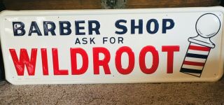 Antique Vintage " Wildroot " Barber Shop Sign