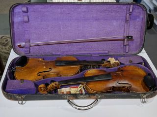 Two Antique Violins - G A Preftzschner,  19th/20th Century German W/ Unique Case