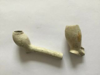 X2 George Iii Clay Pipe Bowls From The 1700’s Very Early Pipes