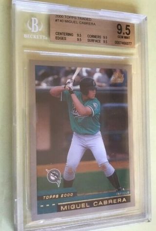 2000 Topps Traded Miguel Cabrera Rookie T40 Bgs Unanimous 9.  5 Gem