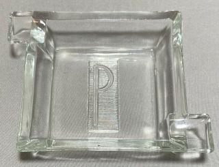 Vintage Art Deco Style Clear Glass Ashtray With “p” Initial