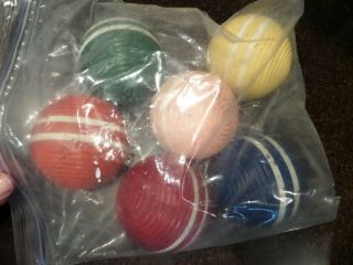 Vintage Set Of 6 Wooden Croquet Balls All Different Colors Double Stripped