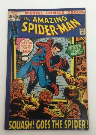 Vintage 1972 The Spider - Man 106 Marvel Peter Parker Stan Lee Comic