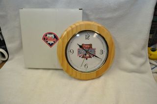 Vintage Phillies 1996 All Star Game Wall Clock Wood Frame Baseball