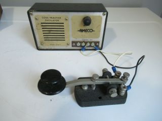 Vintage Ameco Code Practice Oscillator Ocm - 2 With Key Tapper