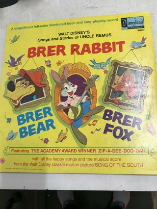 Vintage Walt Disney Brer Rabbit Story Book 3907 Vinyl Lp Record