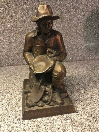 Gold Miner The Bank Of California Vintage Pan Gold Nuggets Bronze Bank