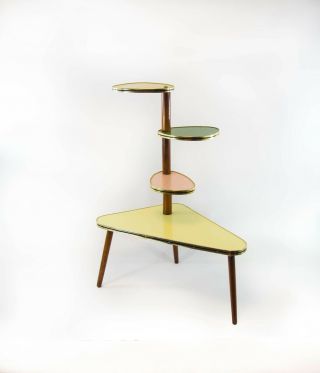 Midcentury 4 Tier Plant Stand | Side Table | Pastel Colors | Vintage ‘50s