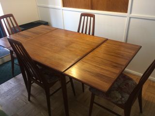 Vintage Extending Teak Dining Table With 4 Chairs,  Denmark (local)