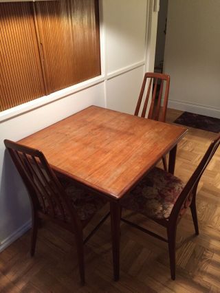 Vintage Extending TEAK DINING TABLE with 4 CHAIRS,  Denmark (LOCAL) 2