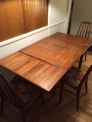 Vintage Extending TEAK DINING TABLE with 4 CHAIRS,  Denmark (LOCAL) 3