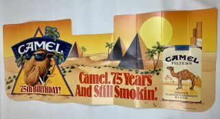 Vintage Joe Camel Cigarettes 75th Birthday Auto Windshield Sun Shade 1988