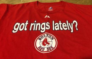 Boston Red Sox 2007 World Series Got Rings Lately Majestic Large T - Shirt Vintage