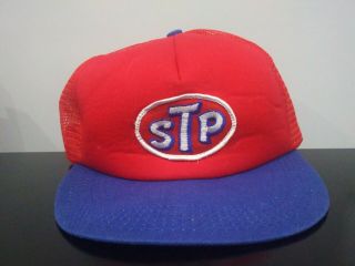 Vintage Stp Hat Mesh Snapback Adjustable One Size Cap Trucker Red Blue M & B Usa