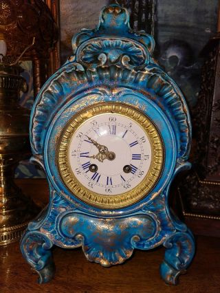 Antique French Porcelain Mantle Clock.  Order Japy Vieillard?