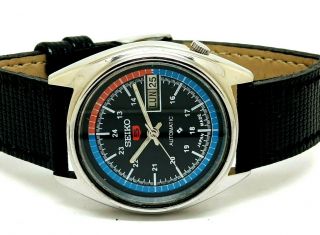 Seiko 5 Automatic Men,  S Steel Plated Black Dial Vintage Japan Watch Run Order