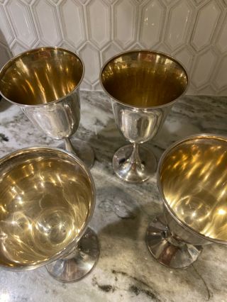 Set Of 4 Whiting Antique Sterling Silver Goblets,  3 - 1/2 