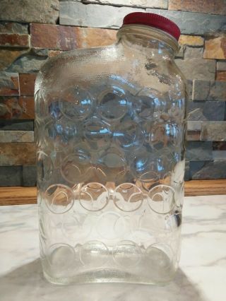 Vintage Anchor Hocking Monitor Top Refrigerator Water Bottle 1/2 Gallon Circles