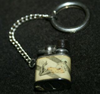 Vintage Risque Pinup Mini Lighter Keychain - Two Litho Naughty Pictures