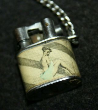 Vintage Risque Pinup Mini Lighter Keychain - Two Litho Naughty Pictures 2