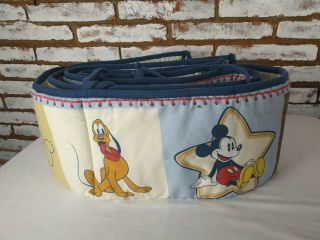 Disney Vintage Mickey Mouse & Pluto Baby Crib Bumper Pad 8.  5 " X 150 "
