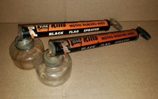 X2 Vintage Black Flag All Purpose Bug Pump Sprayer Glass Garage Mancave Decor