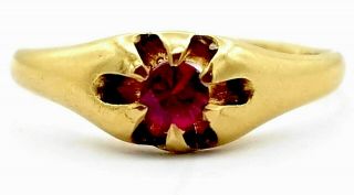 Antique Lambert Bros 14k Yellow Gold Victorian Ruby Ring Size 5 3/4 Uk L 310984