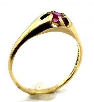 Antique Lambert Bros 14k Yellow Gold Victorian Ruby Ring Size 5 3/4 UK L 310984 2