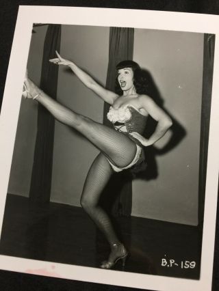 Vtg 50’s Bettie Page Heels Fishnets Girlie Risque Pinup Photo Irving Klaw Bp - 159