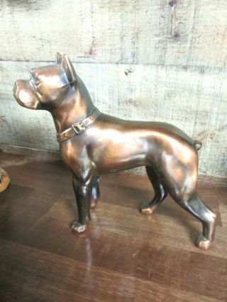 Vintage Boxer Dog Copper - - Brass Metal Figurine 6.  5 " Tall