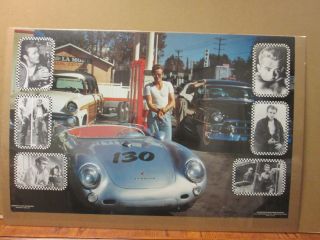 Vintage James Dean Porsche Car Collage 1988 Poster 6873