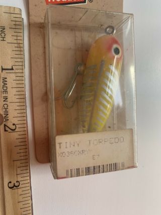 Vintage Heddon Tiny Torpedo Lure 360 XRY Yellow/Red/Silver 3