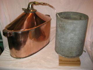 Awesome Antique Copper Whiskey Moonshine Still W/ Coil Bucket - Orig. ,  Complete