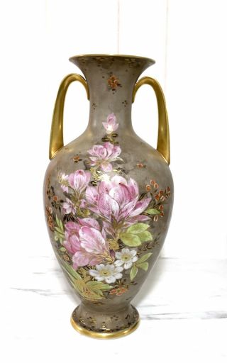 Antique Rosenthal W.  Mutze Handgemalt Signed Hand Painted Floral Porcelain Vase