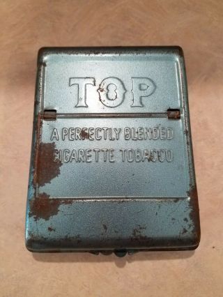 Vintage TOP Cigarette Roller Maker Case Blue Tobacco Tin 2