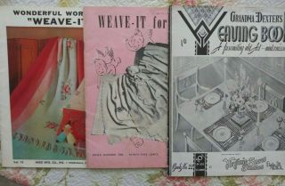 3 Vintage Weave - It Booklets.  Sweaters Afghans Baby Clothes Purse Patterns