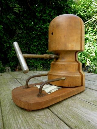 Vintage French Wooden Adjustable Milliners Hat Stretcher Home Shop Display