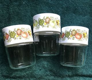 3 Vintage Corning Ware " Spice Of Life " Glass Spice Jars