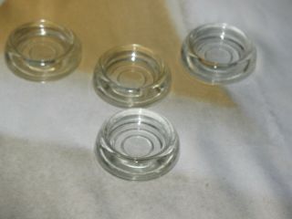 4 Vintage Clear Glass Furniture Leg 2 1/2 Inch Floor Protectors Casters Coasters