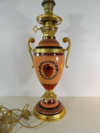 Lampe Style Empire Neo Grec Decor à L Antique Porcelaine & Bronze