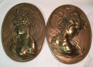 Bradley And Hubbard Bronze Or Brass Art Nouveau Plaques