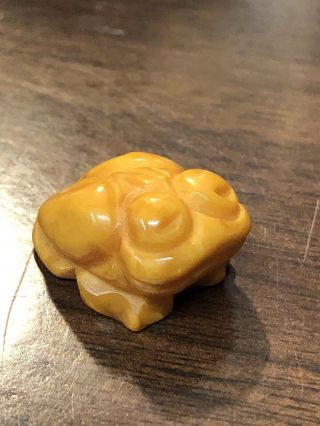 Vintage Baltic Amber Frog Figurine Mini Carved Butterscotch Amber Frog So Cute
