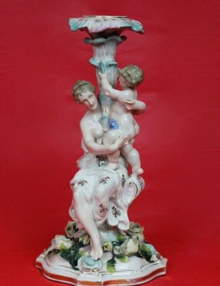 RARE ANTIQUE MEISSEN HELENA WOLFSOHN PEDESTAL COMPOTE MOTHER AND CHILD Ca.  1880 3