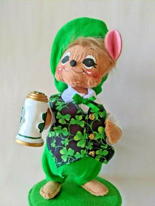 Annalee St.  Patricks Day Mouse Irish W/mug Shamrock Doll Vintage Leprechaun