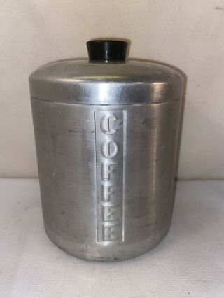 Vintage 1950’s Spun Aluminum Silver Coffee Kitchen Container Canister Jar