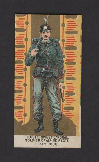 1888 Kinney Tobacco Military Series N224 Soldier Of Alpine Regts.  Italy 1886