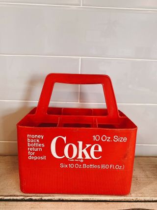 Vintage Coca - Cola Red Plastic Bottle Carrier Holder Holds 6 10 Oz