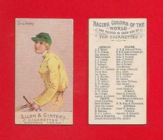 1888 Allen & Ginter - N22 - Racing Colors Of The World - Sir J.  Astley Ex,