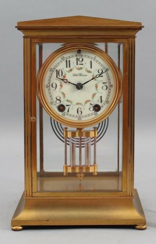 Antique Seth Thomas Gold Gilt Bronze Floral Crystal Regulator Clock,  Nr